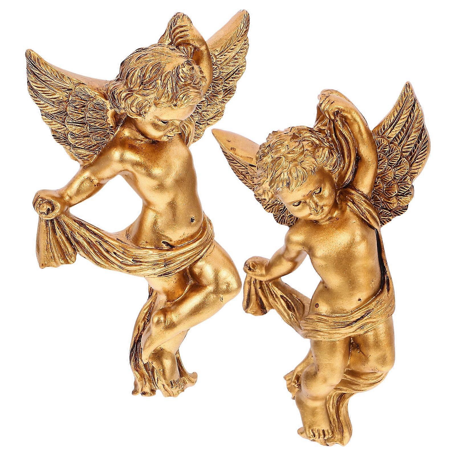 Resin Angel Figurine Wall Hanging Ornament for Decorative Use 6 Pieces