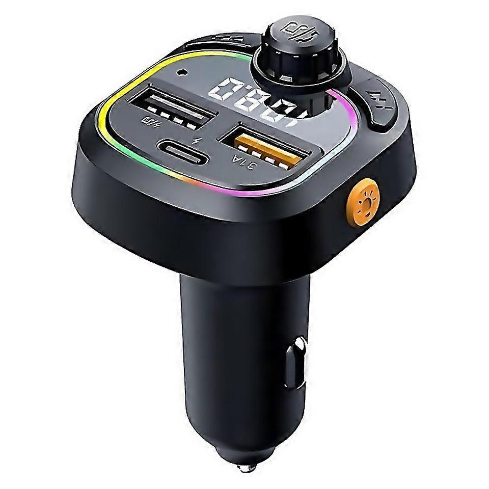 For New C6 Typec2 Usb Fast Charger Audio Mp3 Player Digital Display Fm Car Bluetooth Transmitter