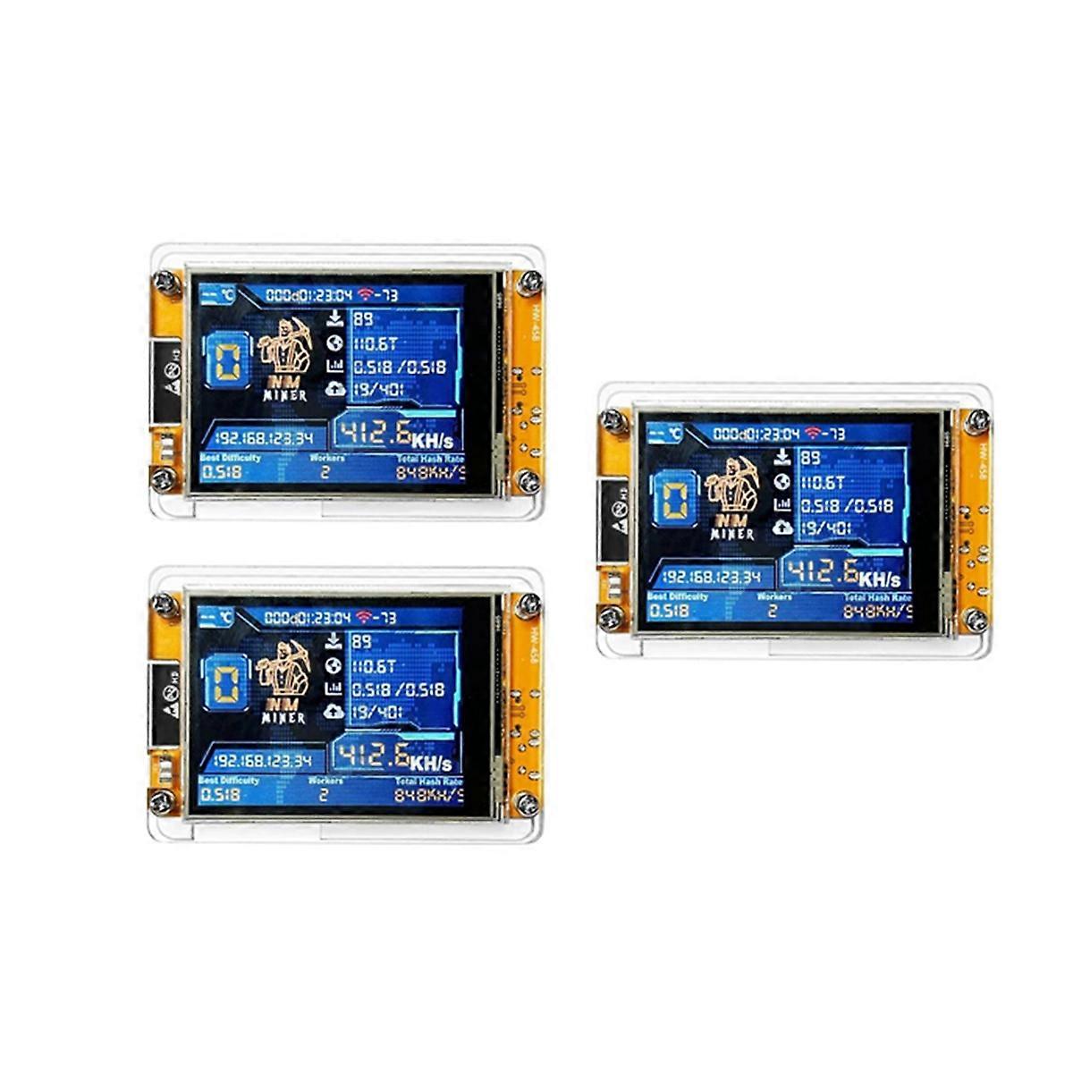 3Pcs Bitcoin NerdMiner V2 NMMiner Hashrate 411KH/S ESP32 2.8 Inch Display Crypto Solo Lottery ESP32-2432S028R DROOM