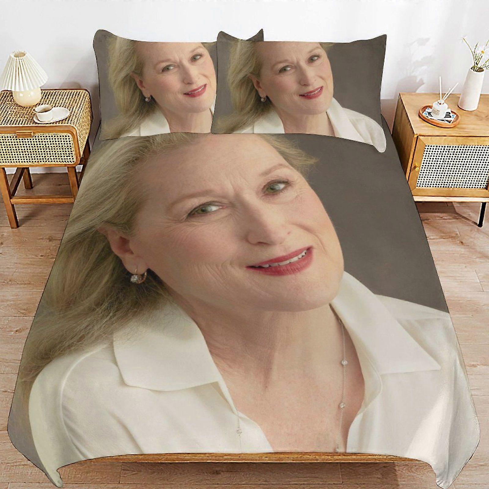 w219 Meryl Streep Light Weave Long Sleep Support Soft Surface Gentle Zipper Duvet Cover Sets for Quiet Nights u219