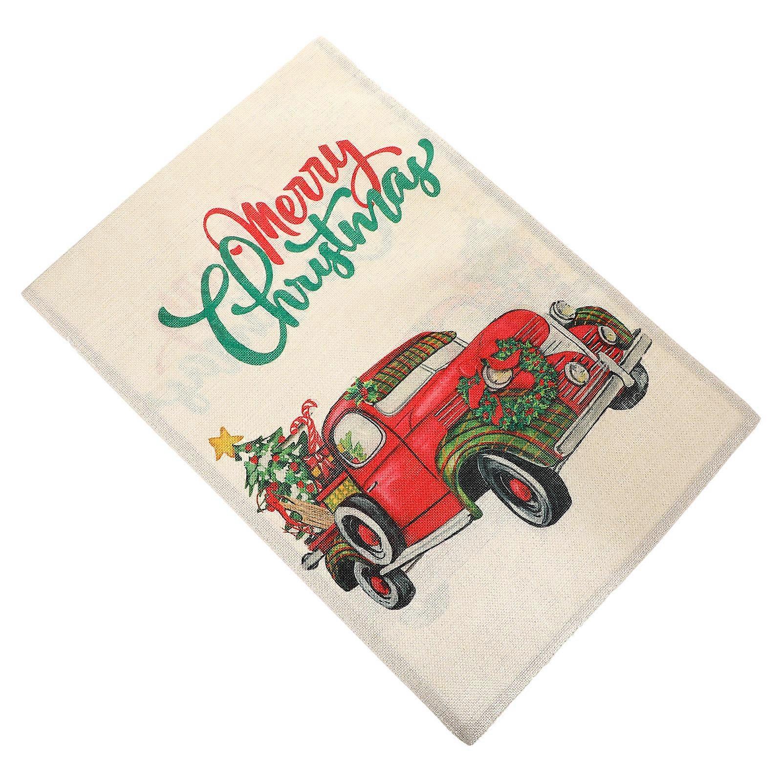 Xmas Garden Flag Linen Double Side Decoration for 2Pcs Yard