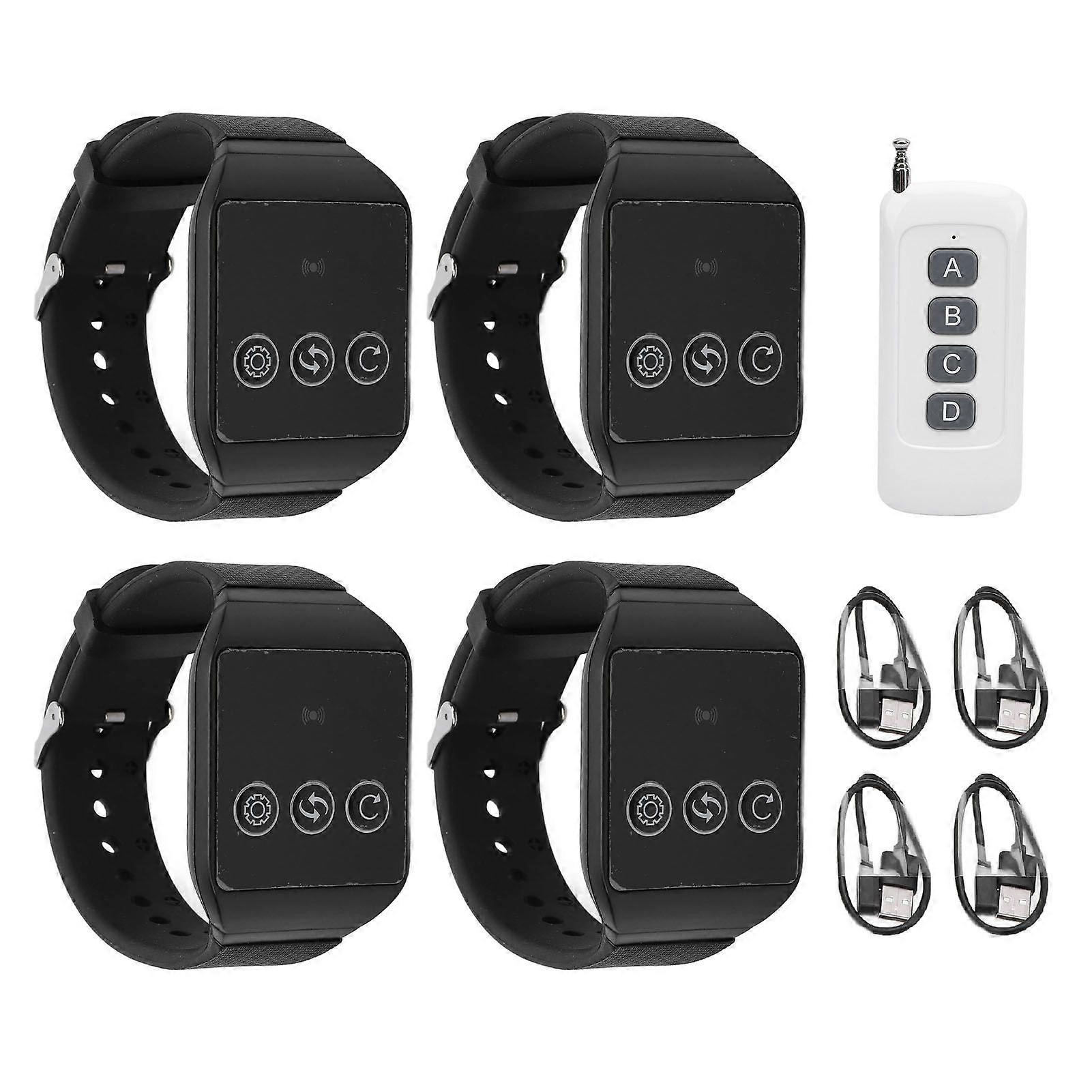 4 in 1 Wireless Calling System with 4 Watch Receivers Water Resistant Wireless Caregiver Pager Nurse Call System for Restaurant Nursing Home