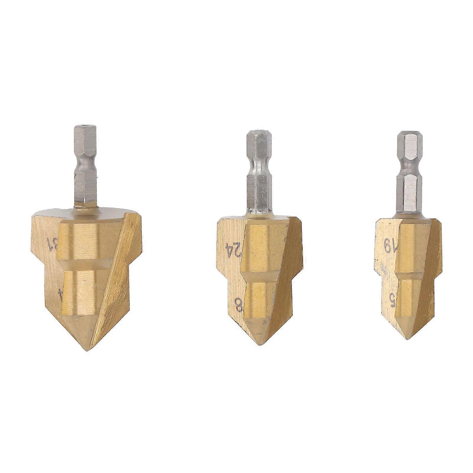 3PCS Set Pipe Reaming Drill Bit Set Hex Shank PPR High Speed Steel Pipe Reamer Bit