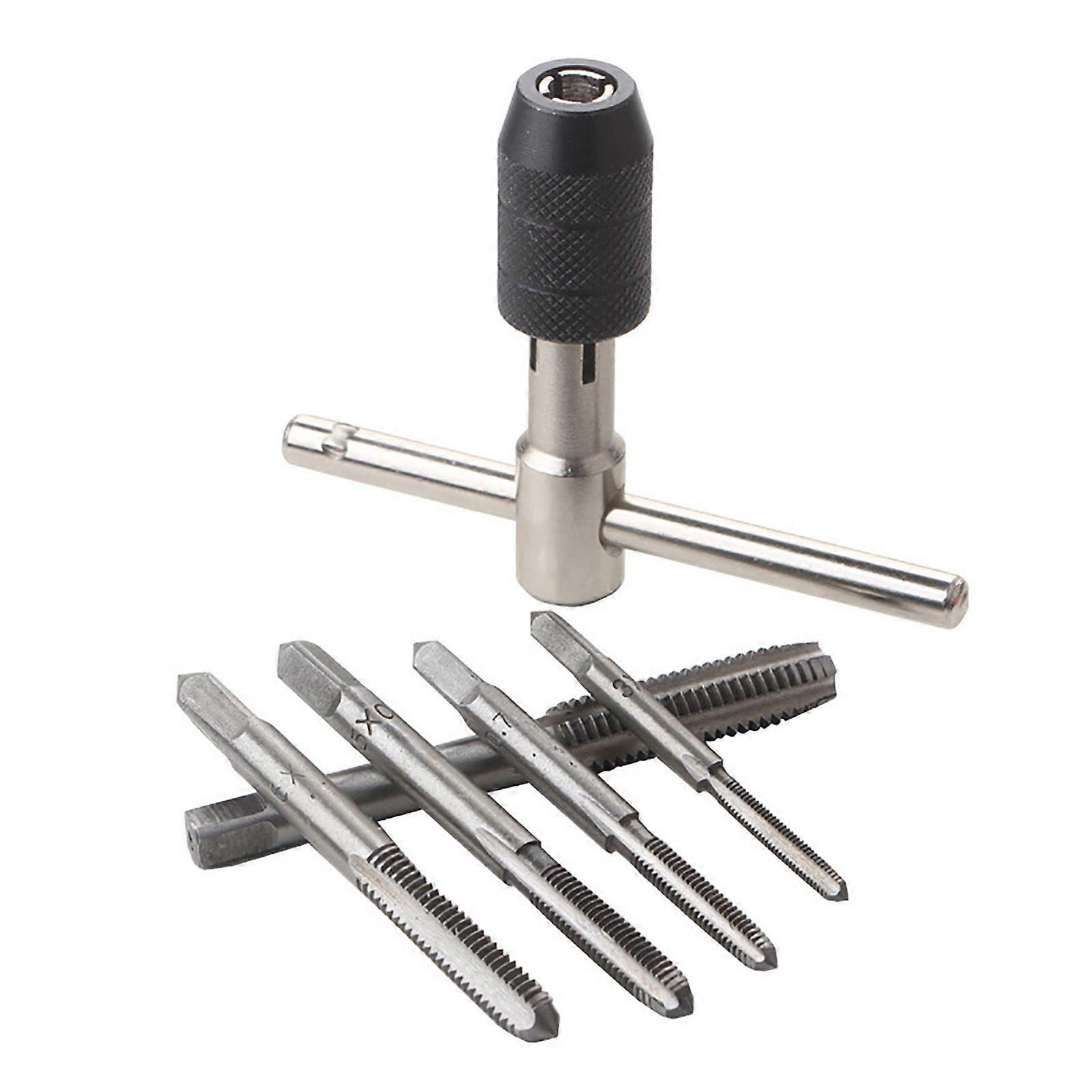 6Pcs T Type Tap Wrench Set T Handle HSS Hand Tool for Auto Mechanical Maintenance M38