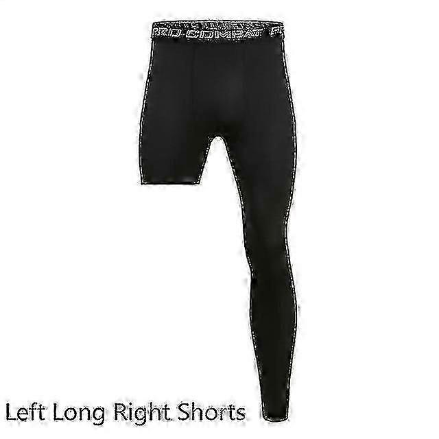 Men Base Layer Exercise Trousers Compression Running Tight Sport Cropped One Leg