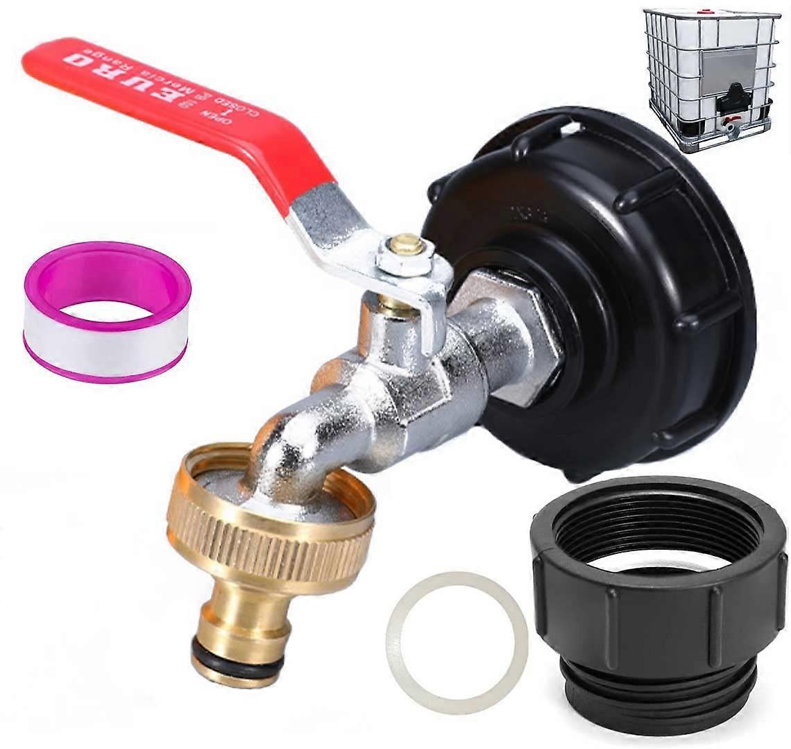 IBC Tote Tank Adapter Faucet 275330 Gallon, 2' NPT Fine Thread Outlet, 1/2' Garden Hose Quick Connector, 3/4' GHT Male