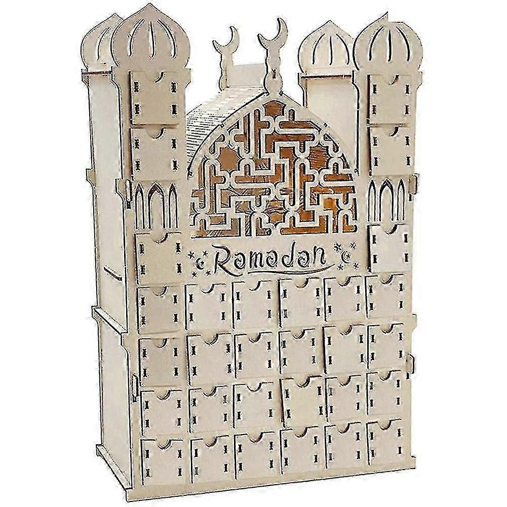 Ramadan Advent Calendar, Wooden Reusable Advent Calendar With 30 Drawers, Eid Mubarak Decoration, Ra