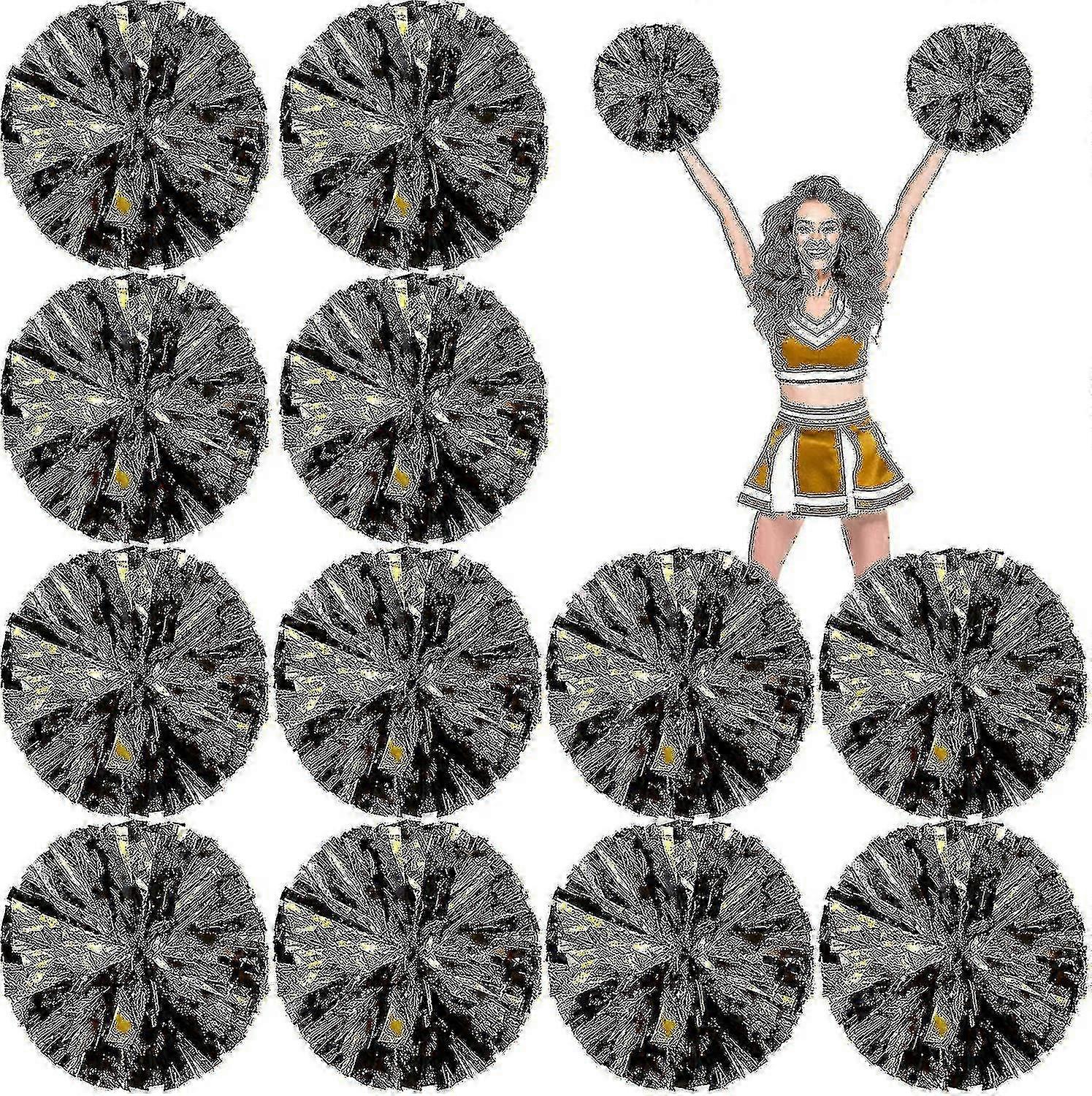 24 db-os fémes mazsorett pompon, 30 cm-es mazsorett pomponok bottal