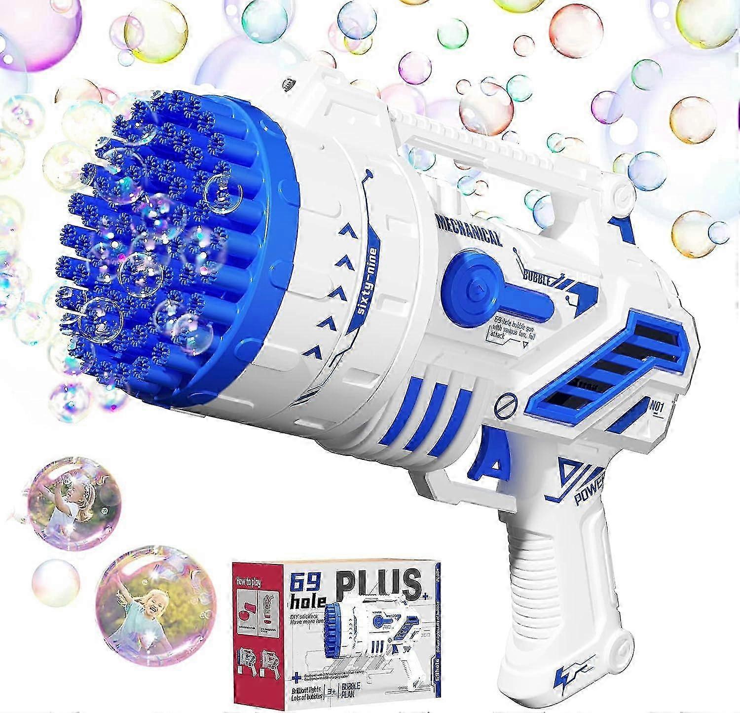 Bubble Gun Machine, 69 Holes Rocket Launcher Bubble Machine with LED Lights, Automatic Bubble Blower Gun, Bubble Maker Machine for Kids Adults Summer