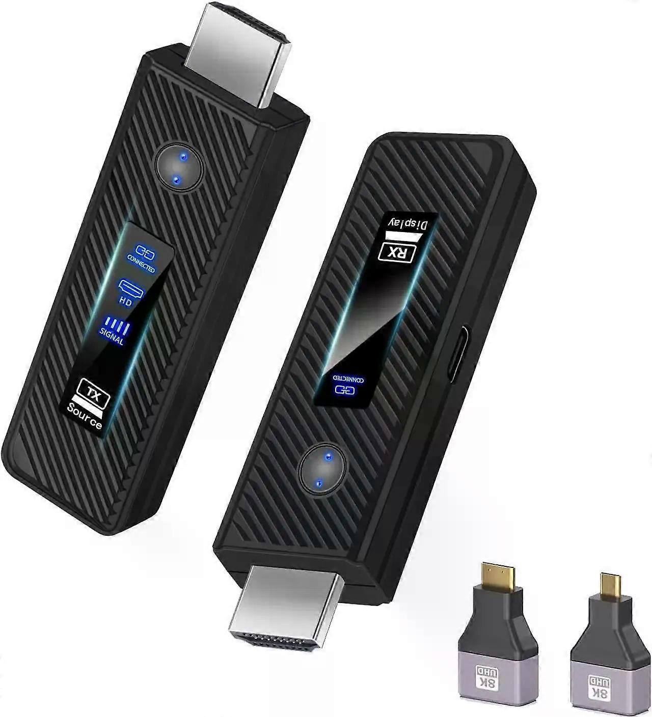 Upgraded Wireless HDMI Transmitter and Receiver 165FT/50M, Wireless HDMI Extender kit for 4K@30Hz Input, 1080P@60Hz Output, 5.8G+2.4G high-Speed Trans