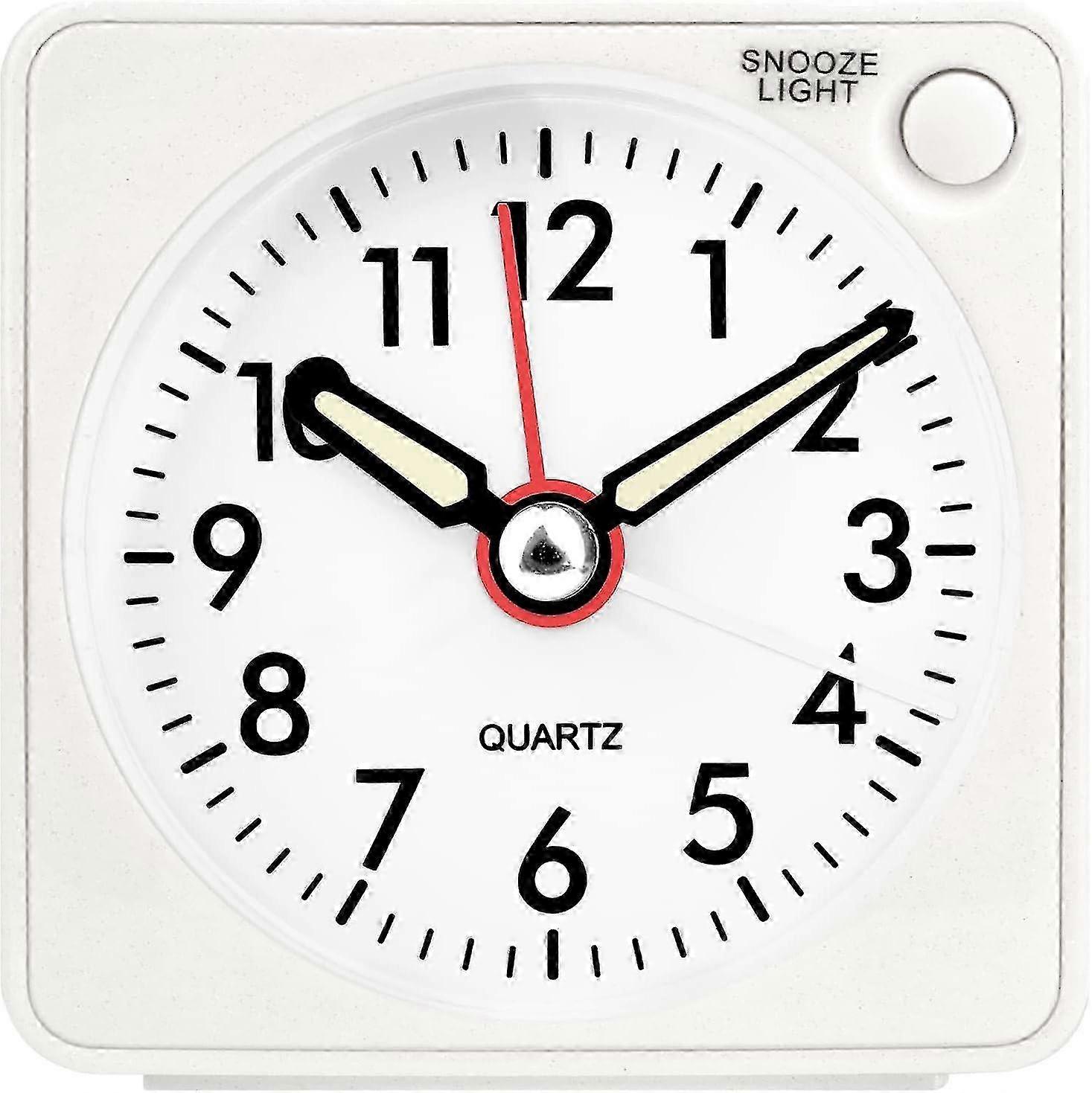 Silent Analog Alarm Clock, Small Quiet Travel Alarm Clock With Snooze And Light, Quartz Analog Alarm Clocks For Bedroom Office Travel