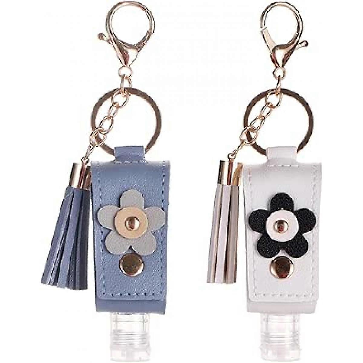 2 - Piece Multifunctional Refillable Travel Dispensing Bottles with Keychain Holders, Leather Tassels & Flower Design  Portable Toiletry Containers fo