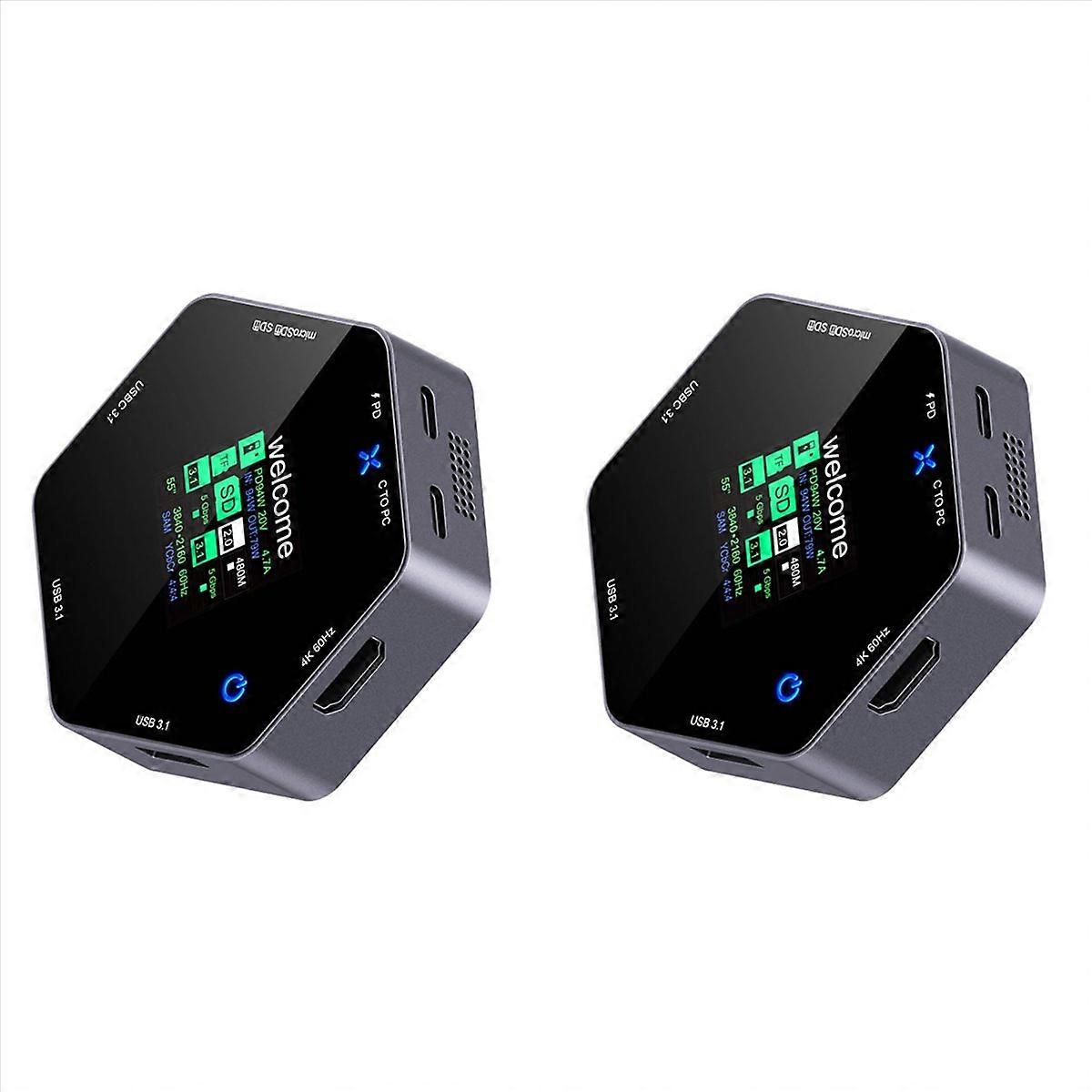 2X Eight in One Docking Station Type C Display 4K 60HZ Multi Port Hub Splitter USB 3.1 TF SD Card Re