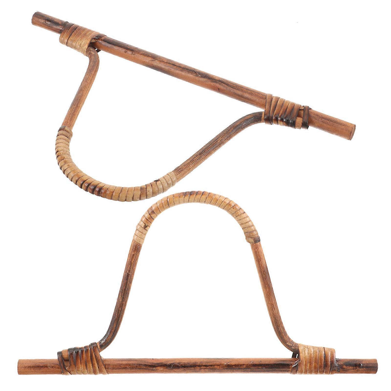 Rattan Wooden Bag Handles D-Shaped Replacement Handbag Pull 2Pcs for DIY