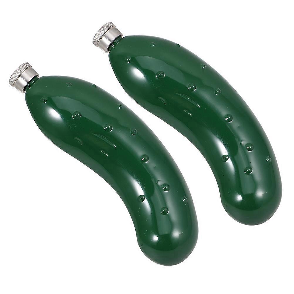 Whiskey Flask for Men Stainless Steel Travel Flask Cucumber Shape 2Pcs