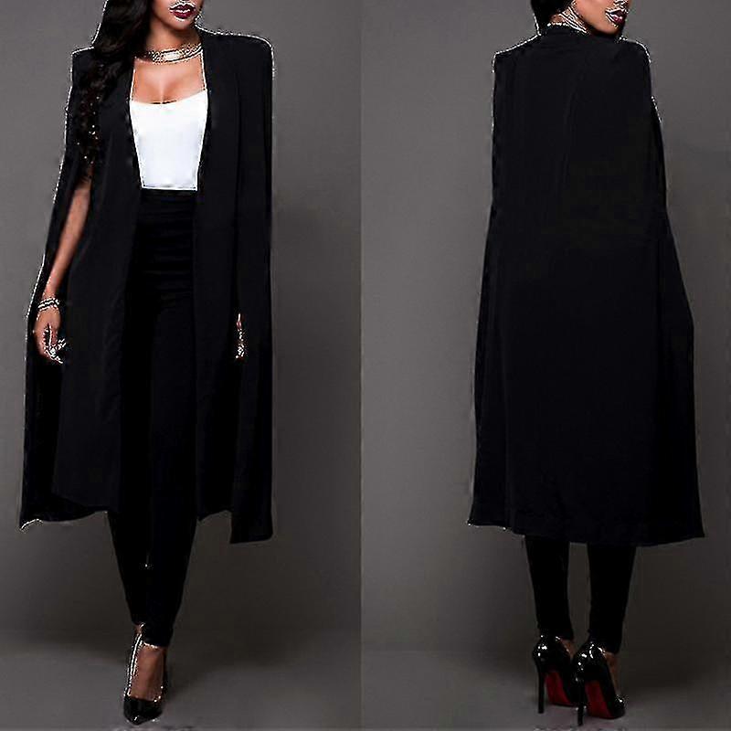 Frauen Casual Open Front Cape Umhang Trench Duster Mantel Lang
