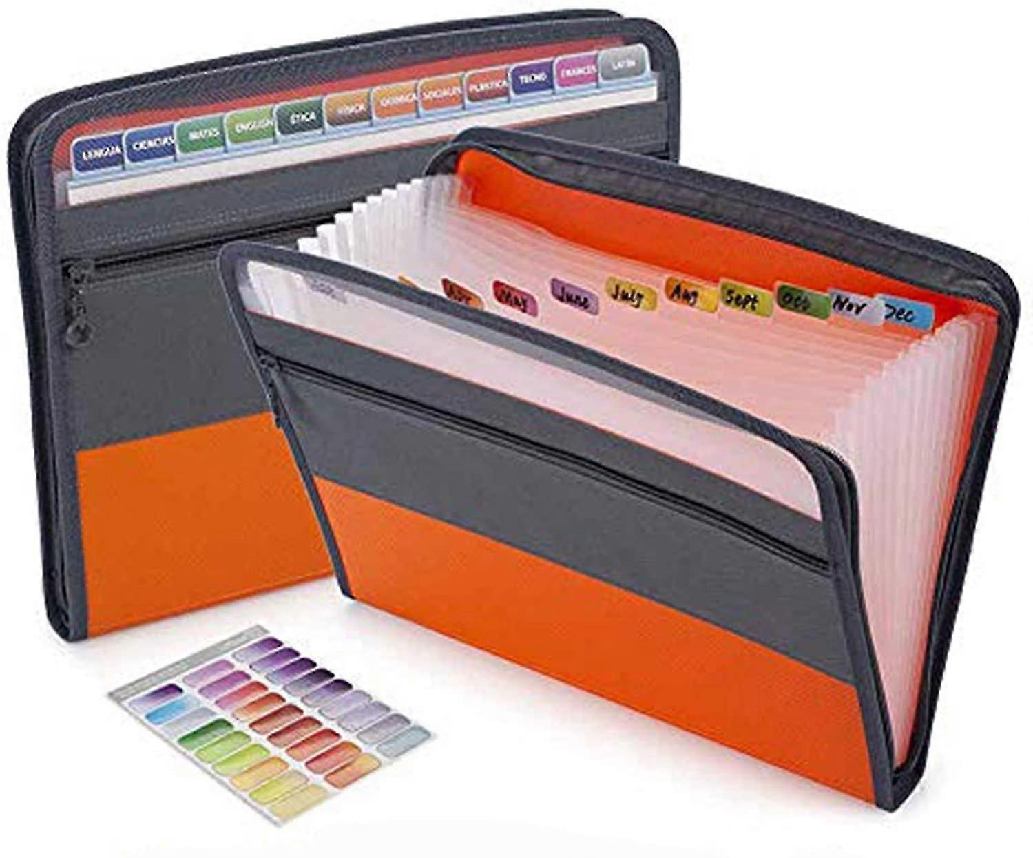 13 Pocket Expanding File Folder With Sticky Labels, Accordion File Folder Document Organize