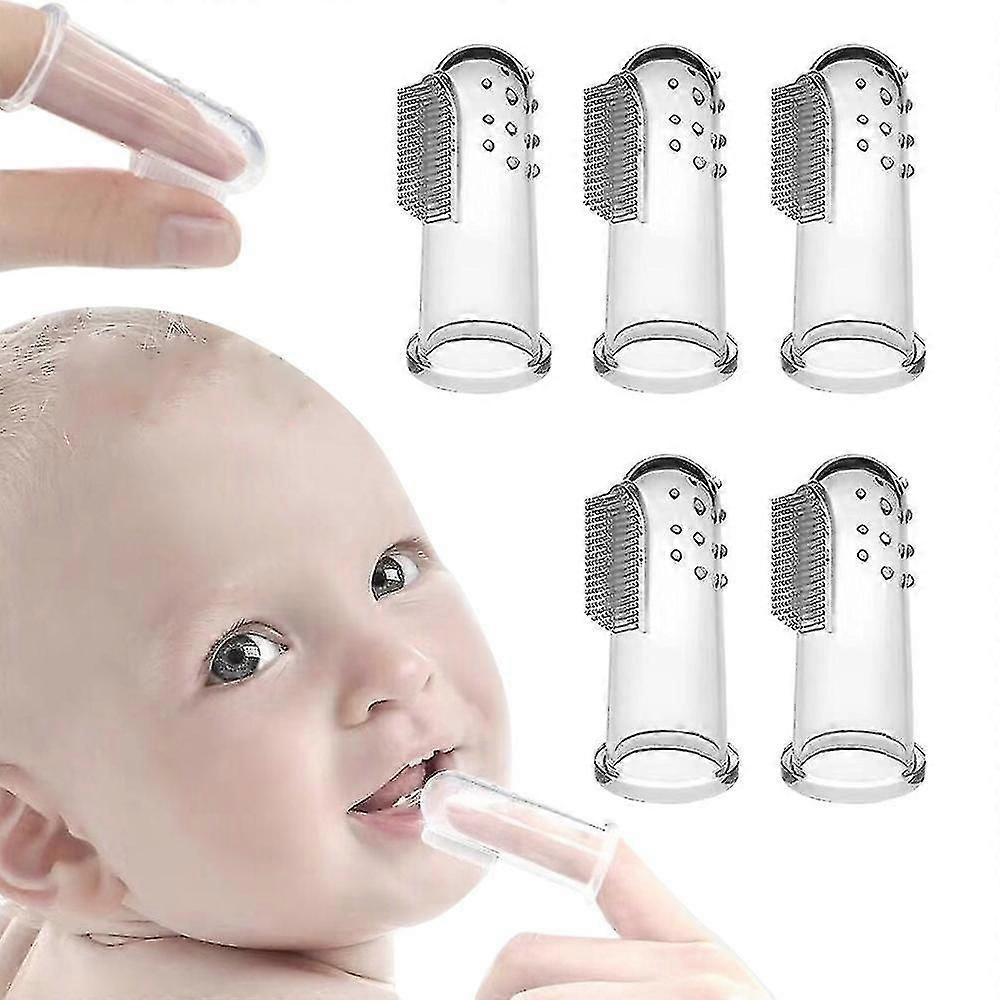 5pcs Kids Silicone Finger Toothbrush Soft Teething Brush
