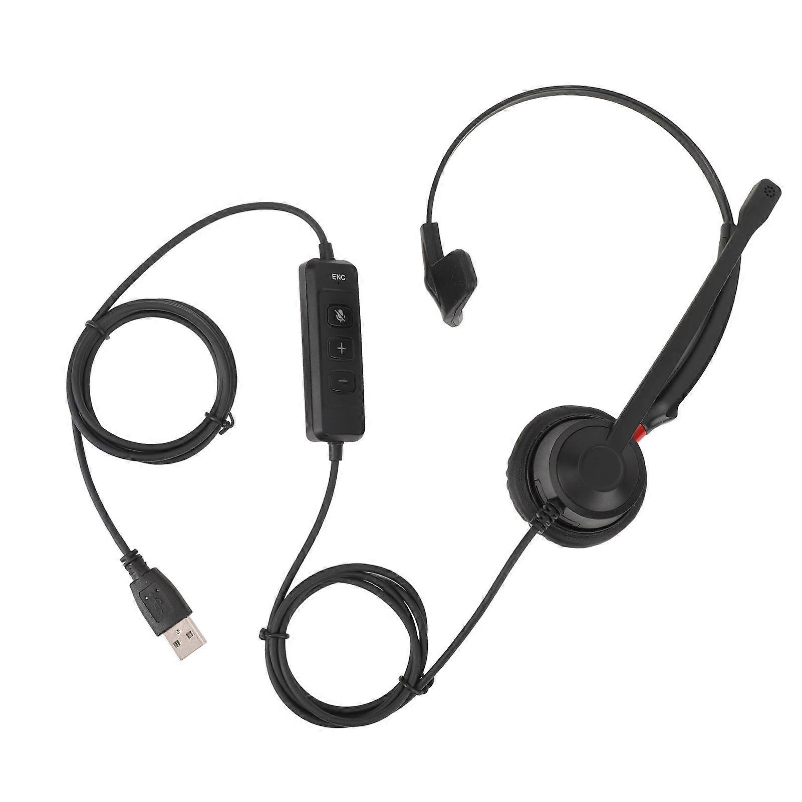 Telephone Headset Noise Canceling Comfortable Versatile Single Ear PC Headphone for Family Office Call Center Teleconferencing 