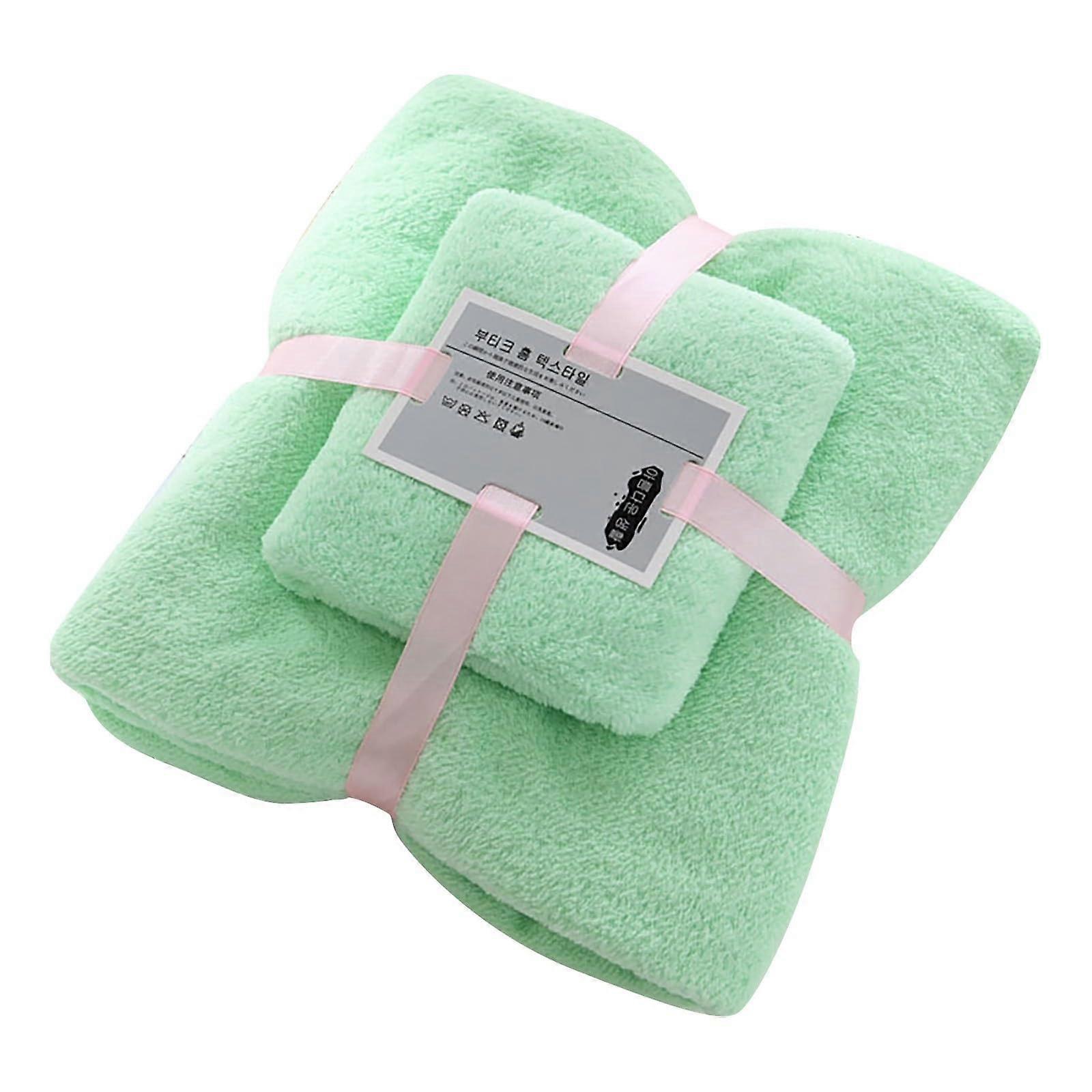 Towel TwoInOne Soft Density Coral Fleece Towel Set Absorbent Bath Towels Pack Green Model A
