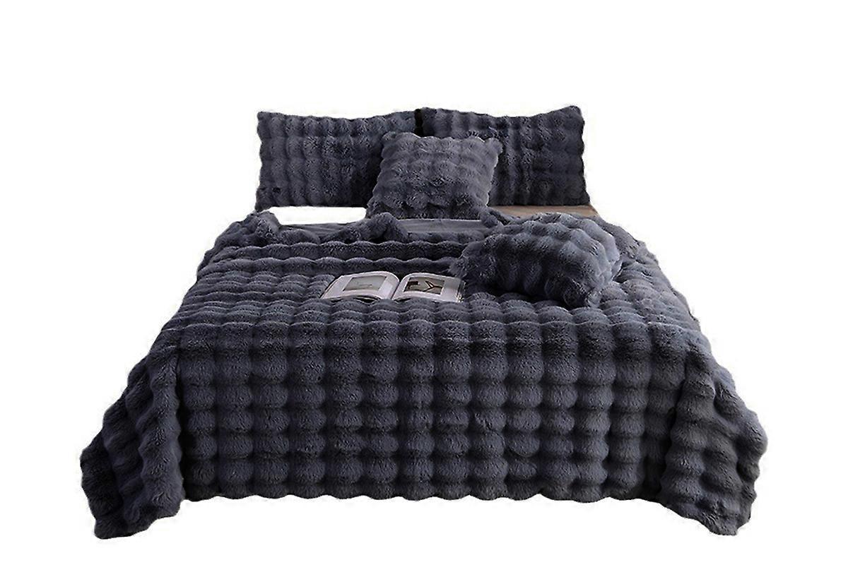 Super Soft Faux Fur Throw Blanket Solid Double-Sided Fuzzy Shaggy Blanket