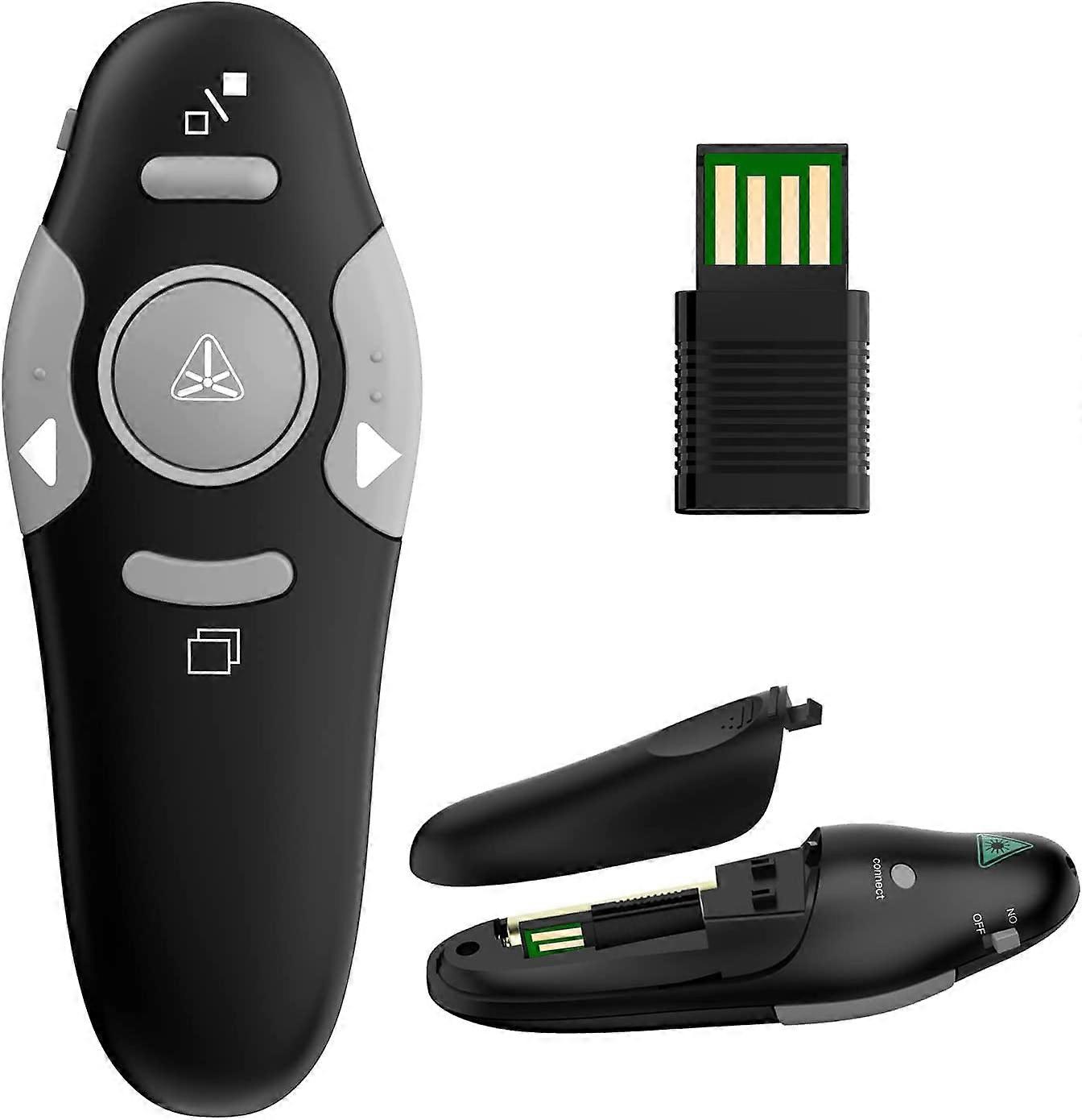 Presentation Clicker Wireless Presenter Remote, RF 2.4GHz USB Powerpoint Clicker for Mac/Keynote/PPT/PC, Red Light