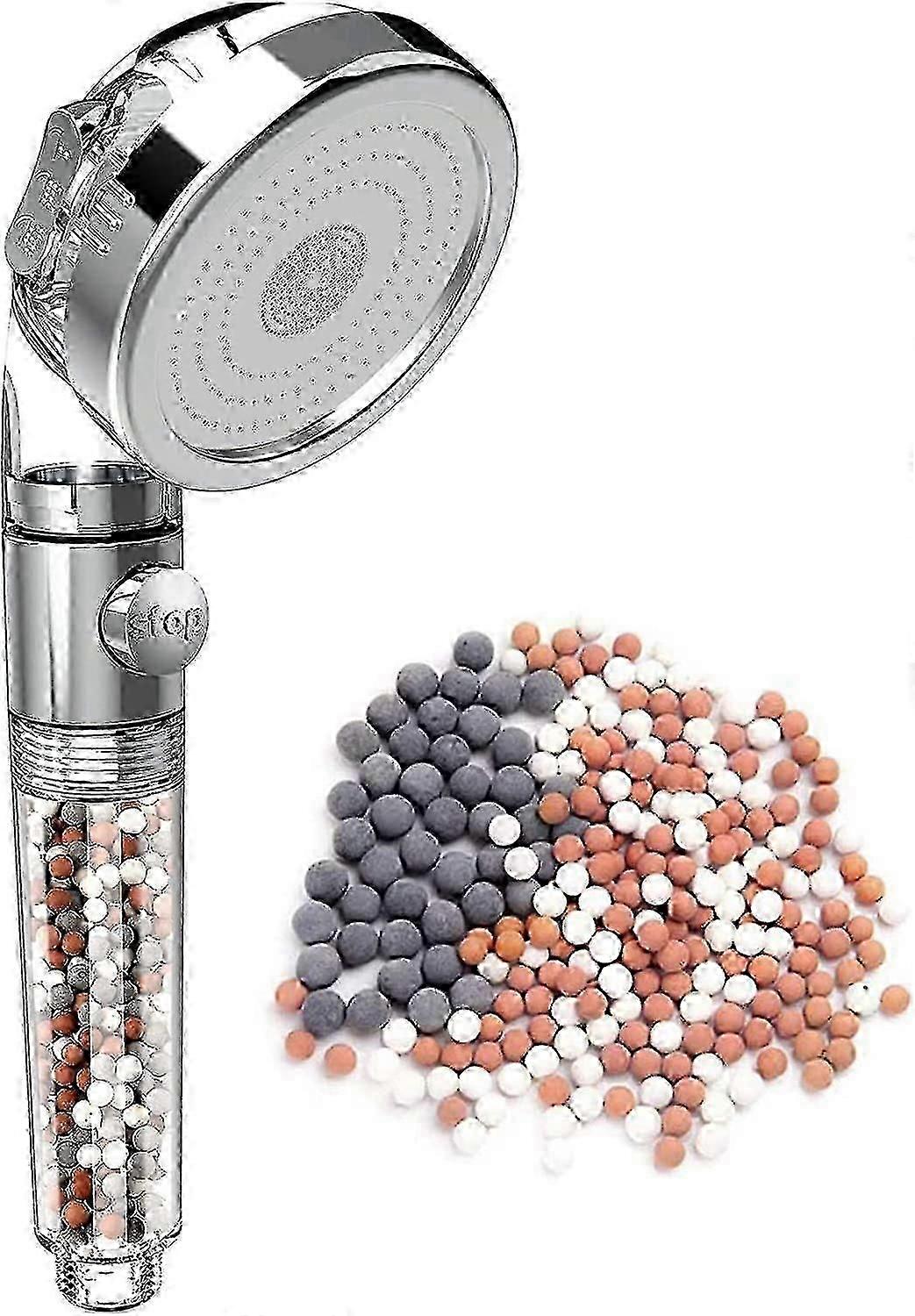 New Shower Head 3 Mode High Pressure 40% Water Saving Filters Adjustable Ionic