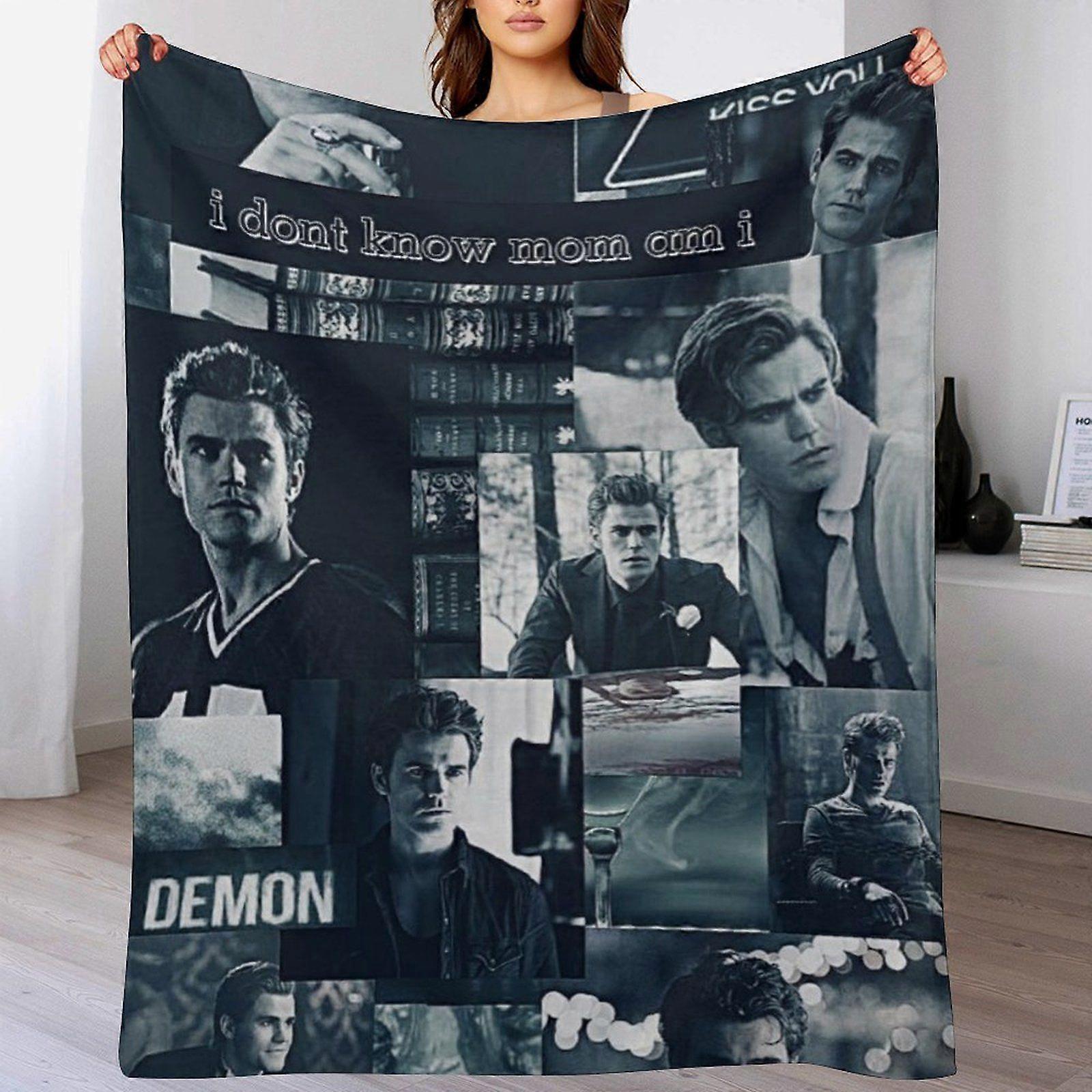 Stefan Salvatore Mysig plyschfilt för sovsömn Vintersoffa Alla årstider Sammet Pillerfri Hypoallergenisk beröring