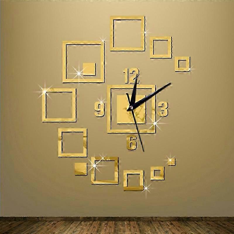 Mirror wall clock for bedroom with 3D stereo decoration