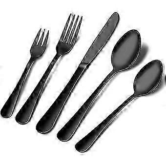 Matte Black Silverware Set StainlSteel Satin Finish Flatware 2 Set