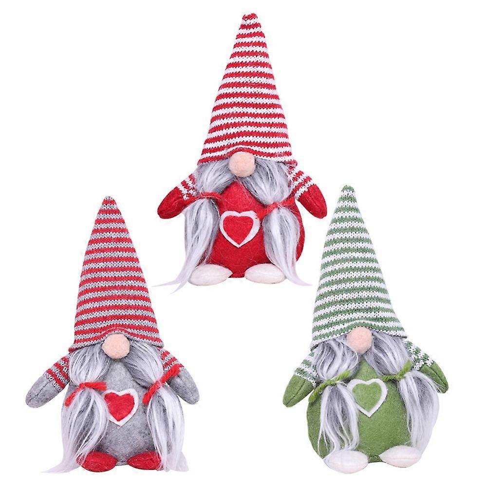3 Pcs Christmas Gnome Plush Decor, Handmade Swedish Tomte Dolls, Elf Ornament Set, Stripe Pattern - Compatible with Nordic Holiday Decor