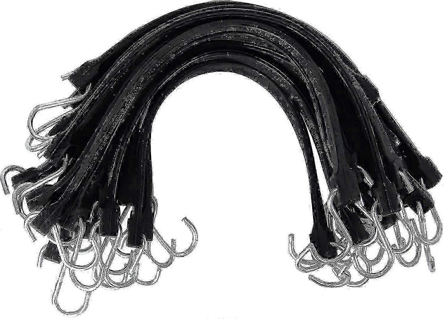 20 Pack 15' Adjustable Rubber Tarp Straps, Epdm Bungee Cords With Hooks, Ideal For Securing Tarps, Canvases