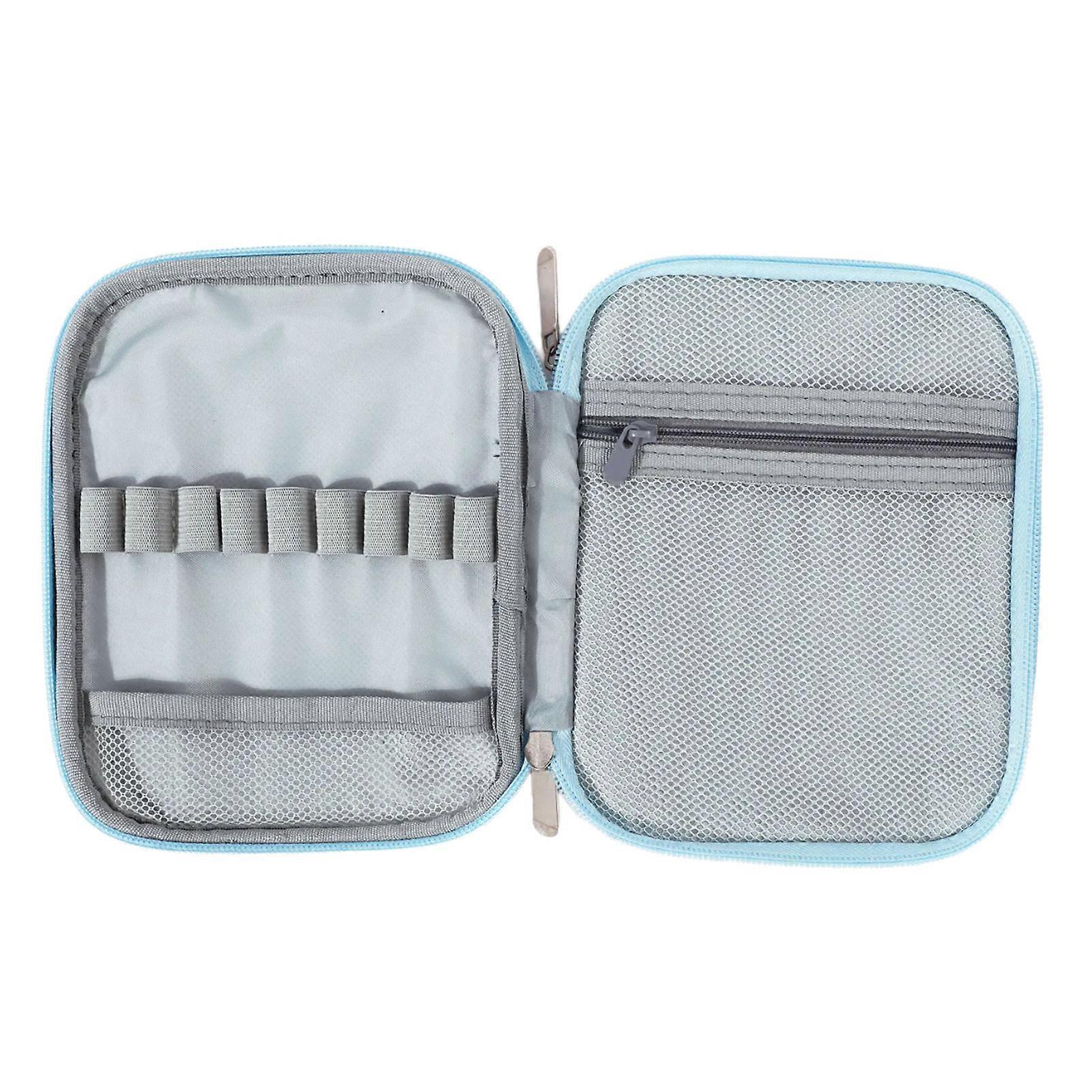 Portable Knitting Tool Organiser with Elastic Slots Zippered Pocket Large Capacity Waterproof Fabric Crochet Hook Case Multicolor