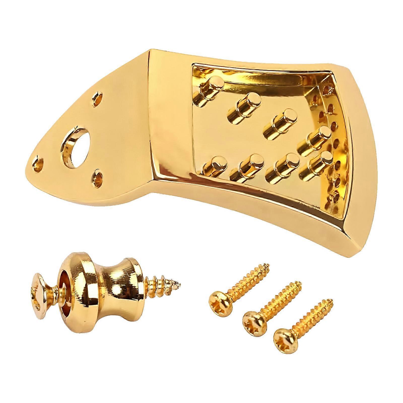 Polished Metal Mandolin Bridge Eight String Tailpiece For Precise String Alignment And Acoustic Resonance Multicolor