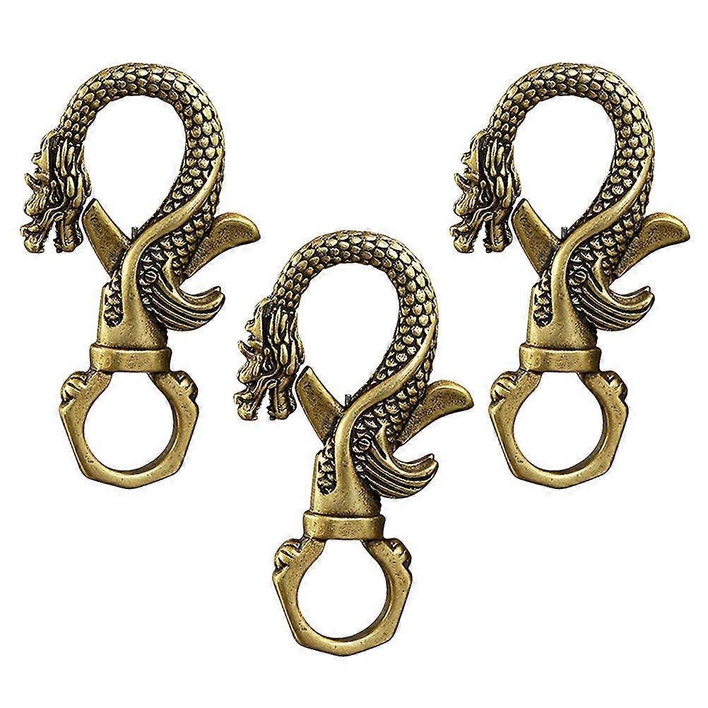 Vintage Dragon Snap Hook Copper Keychain Clips for DIY Accessories 3Pcs