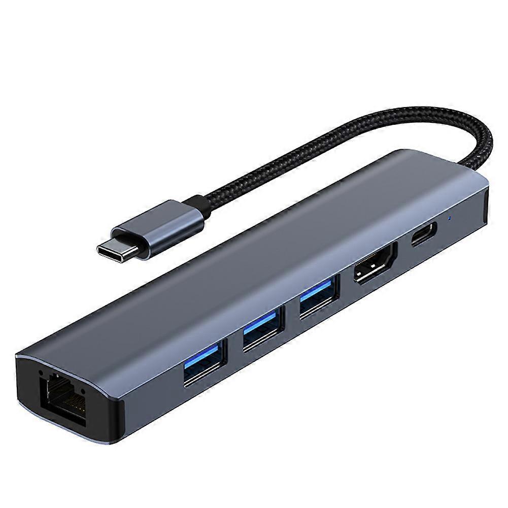 jixopn 6-in-1 USB C Hub 100W PD 5Gbps Type C Docking Station 4K 30HZ HDMI-compatible