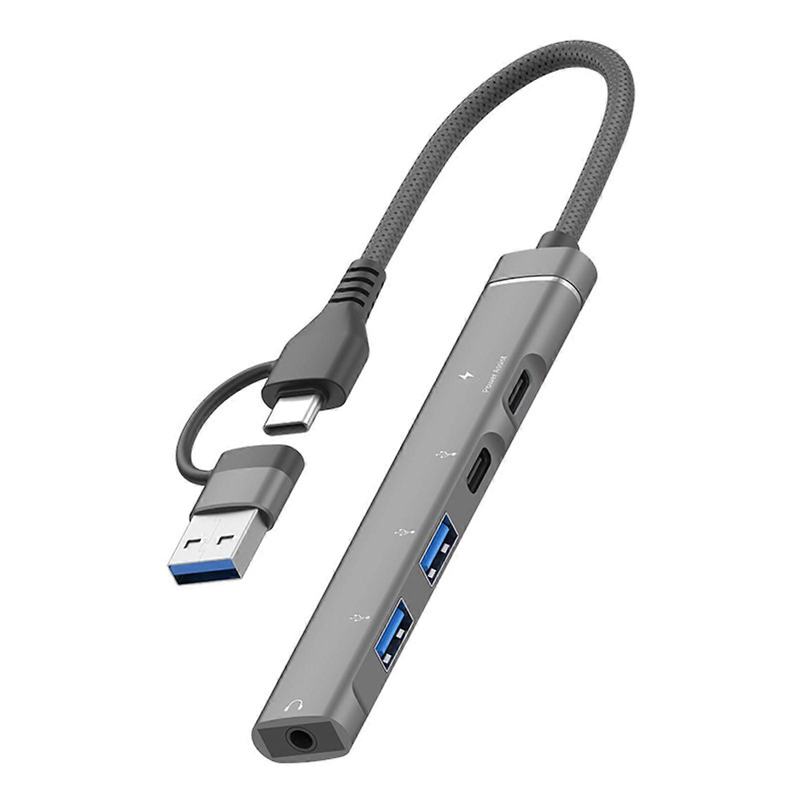 Aluminum USB C Hubs With Data Transfer Port Adapters For Laptop Desktop Travel Office Accessories  Gray