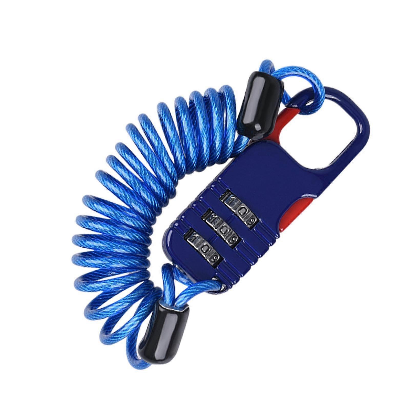 Scooter Cable Lock Heavy Duty Adjustable AntiTheft Retractable Security for Electric Scooter and Motorcycle Helmet Blue