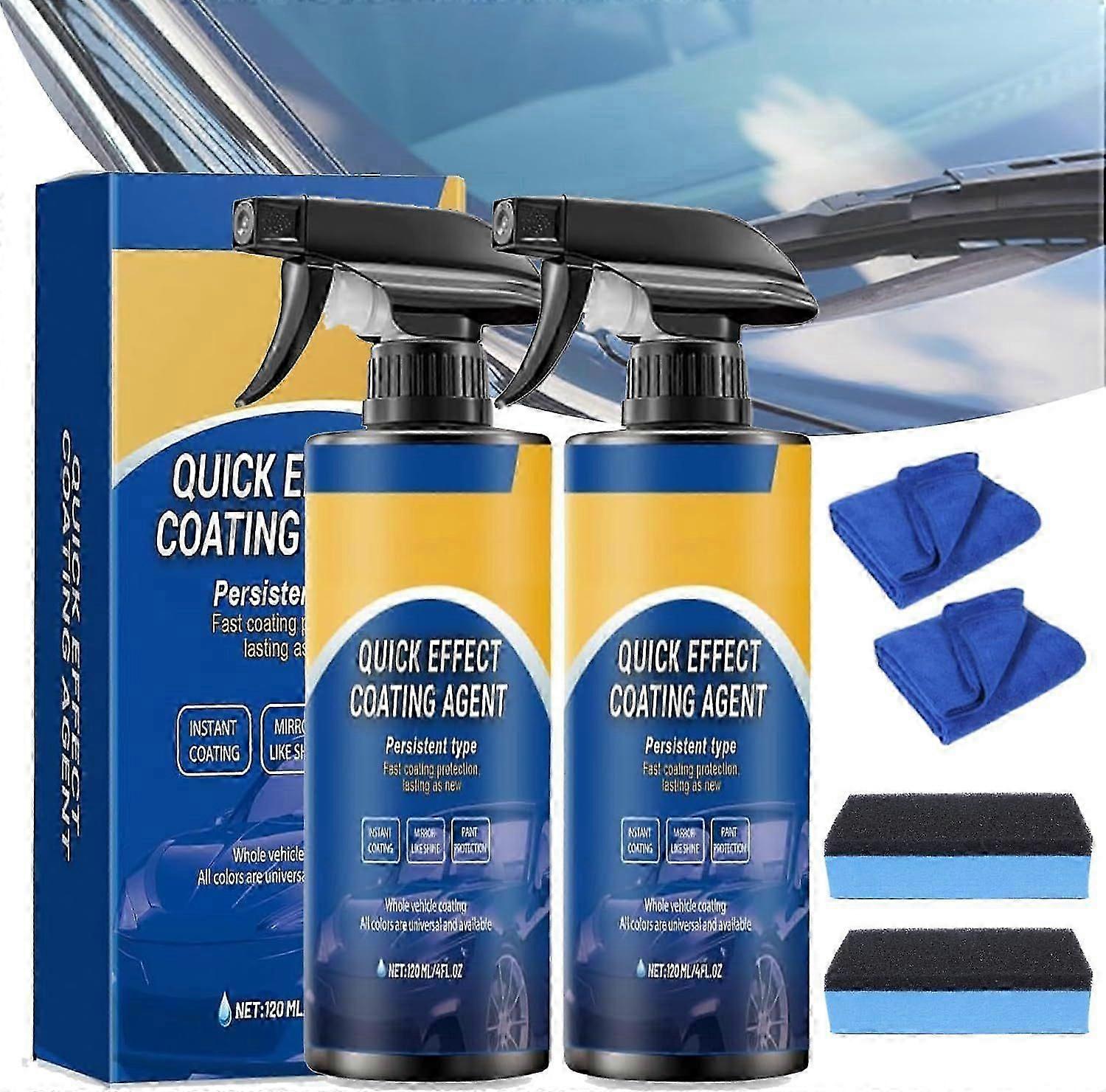 Quick Effect Autolackspray, 2er-Pack Quick Effect Autolackiermittel, wasserlose Waschpolitur, Lackschutz und Glasreiniger