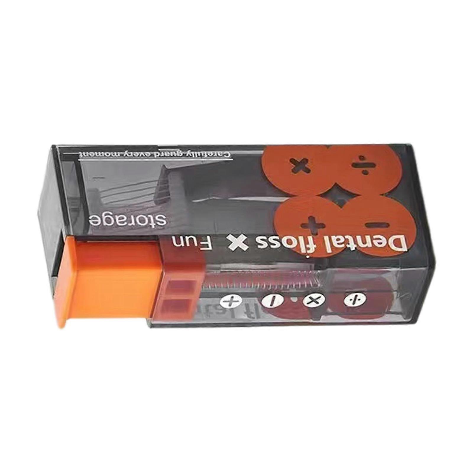 Dentals Floss Dispenser Portable Tooth Dentals Floss Pick Case,Floss Stick Floss Pick Holders with 10Pc Dentals Flossers  black orange
