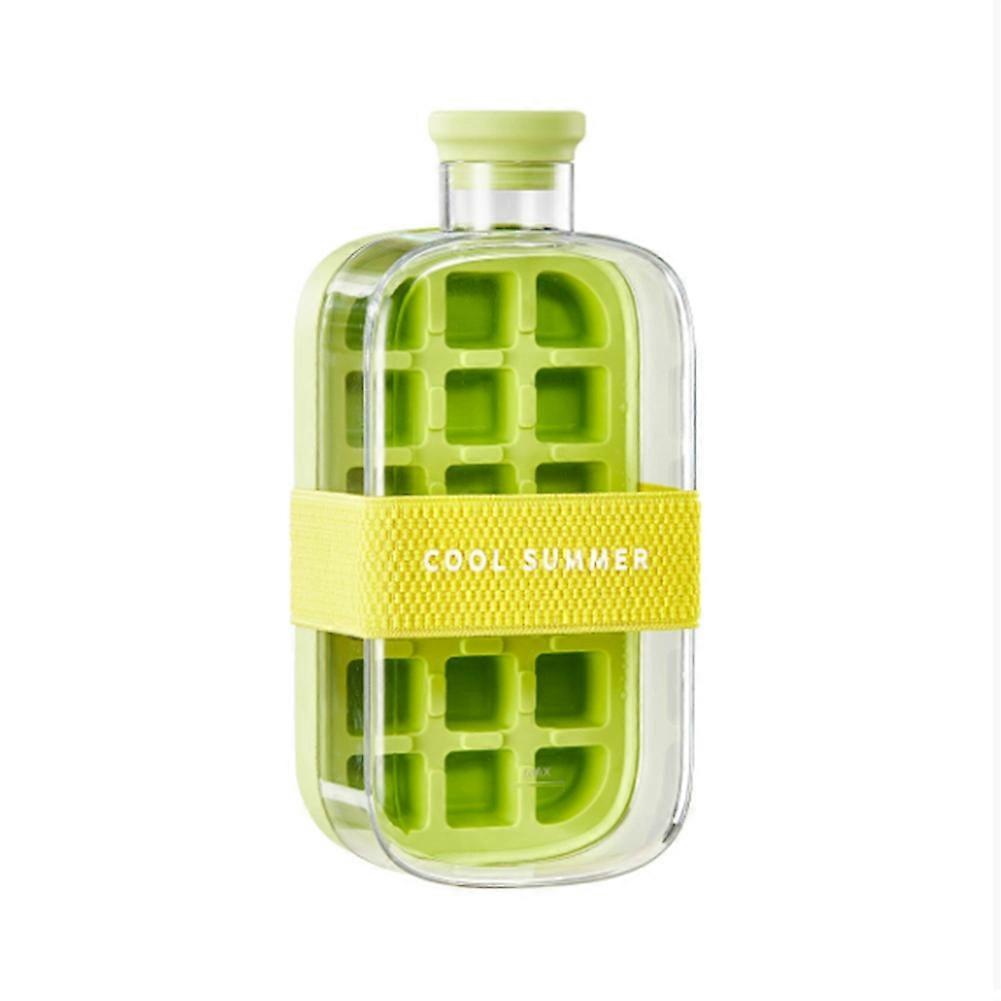 One-Click Ice Mold Bottle Cooler Cup with Straw Ice Cube Tray with Lid for Freezer Creative NO TOUCH Mould for Summer A