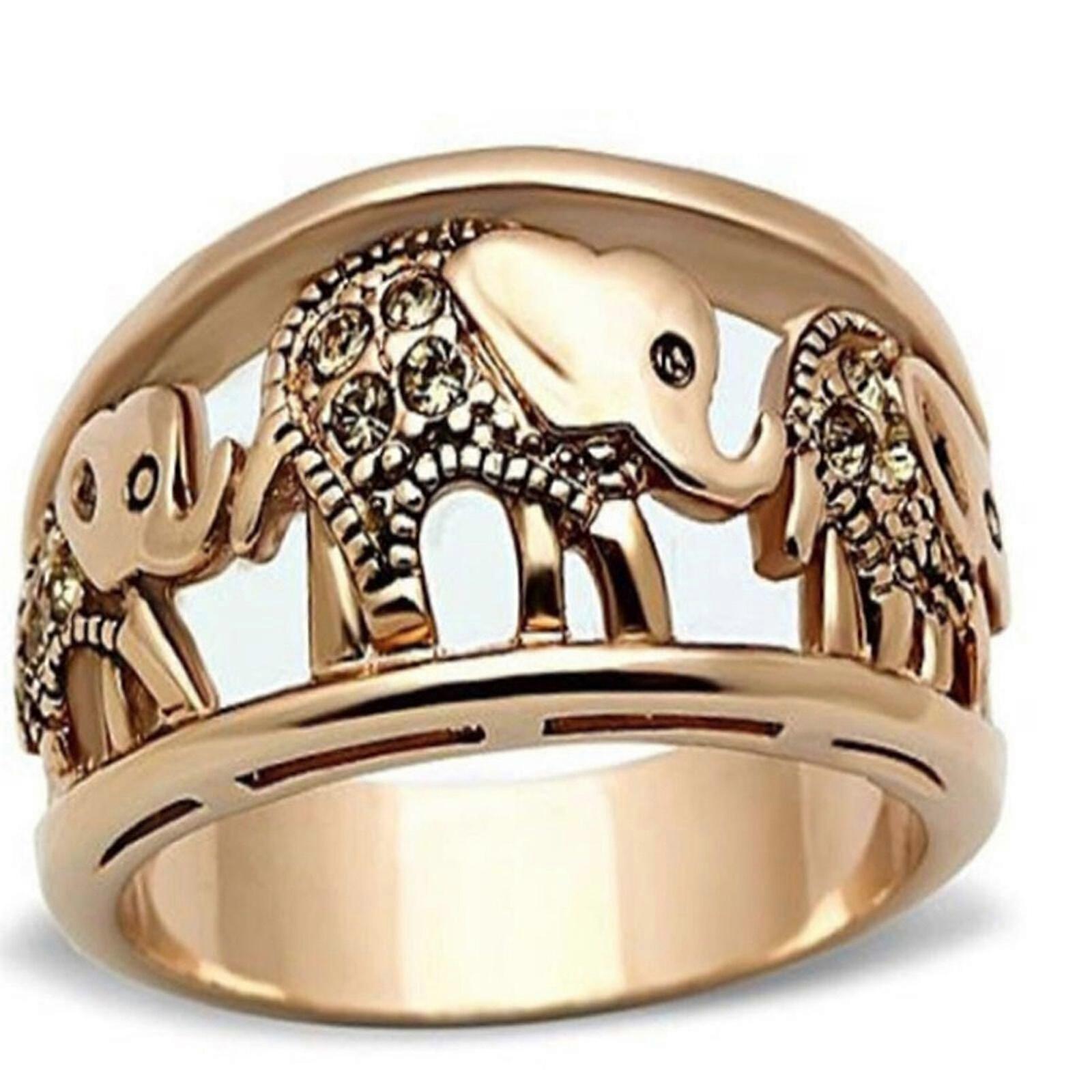 Bague éléphant en or pour femmes, Bagues à breloques classiques, Style bohème