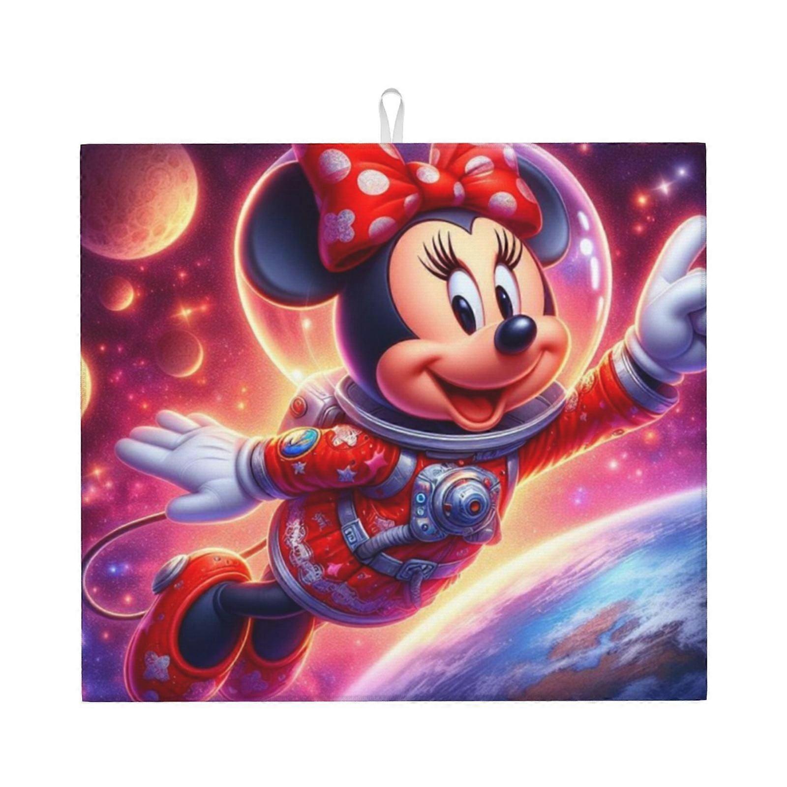 Mickey Mouse Dish Drying Mat For Kitchen Counter, Microfiber Dish Mat, Fast Absorbent Draining Pad