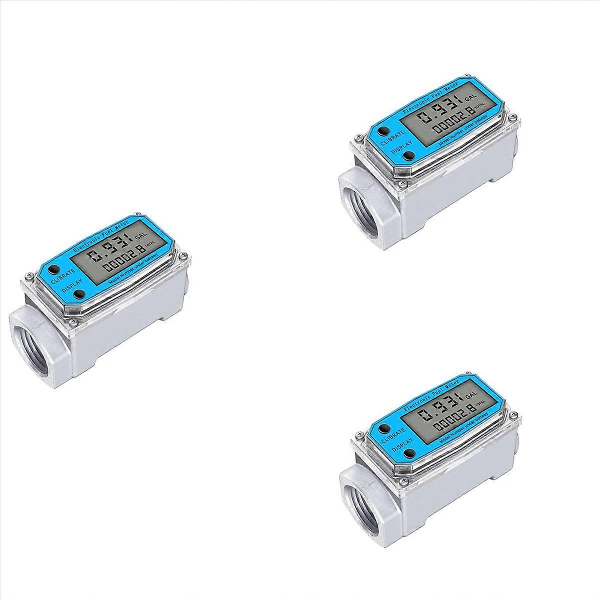 3X Digital Turbine Water Flow Meter Digital LCD Display with NPT Counter and FNPT Thread Gas Oil Fue