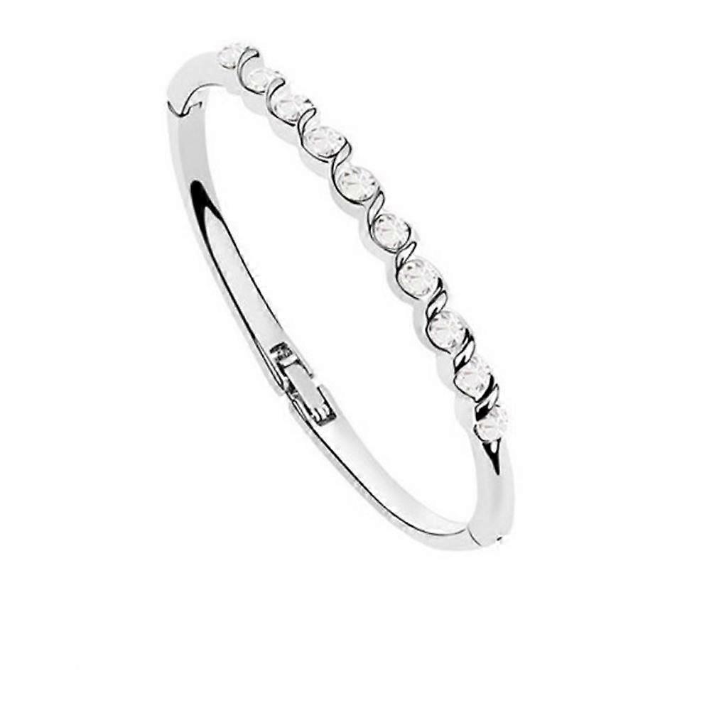 Womens Silver Multi Coloured Rainbow Bangle Bracelet