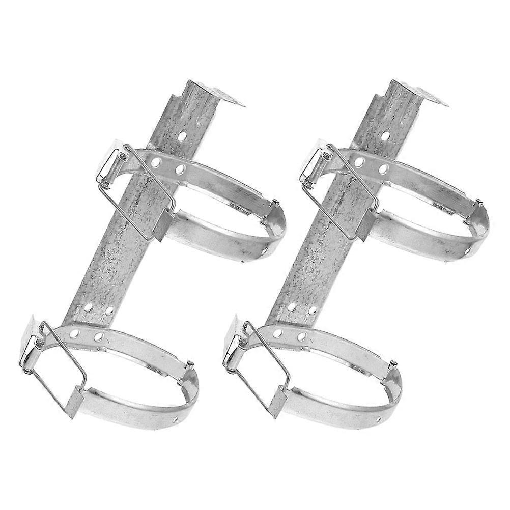 Fire Extinguisher Mount Iron Wall Bracket for Storage 2Pcs Silver Color