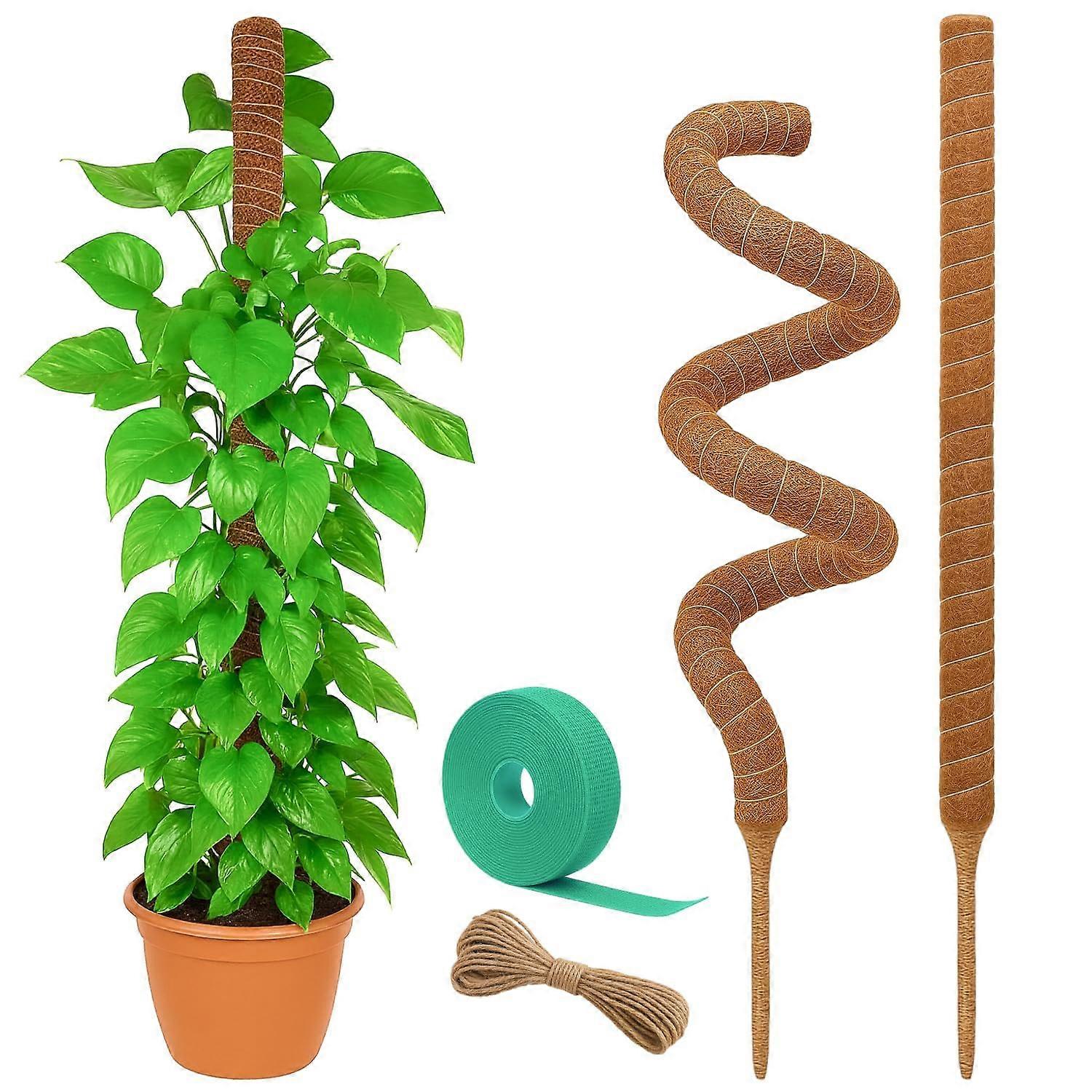 Bendable Moss Pole for Monstera, 28 Inch Coco Coir Plant Support with Metal Core, 2 Pack