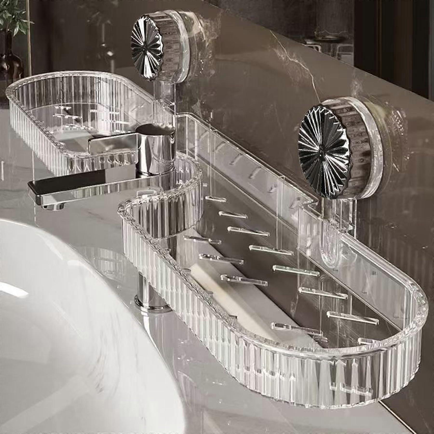 Rustproof Suction Shower Caddy Bathroom Organizer, NoDrill Detachable Shelf, White