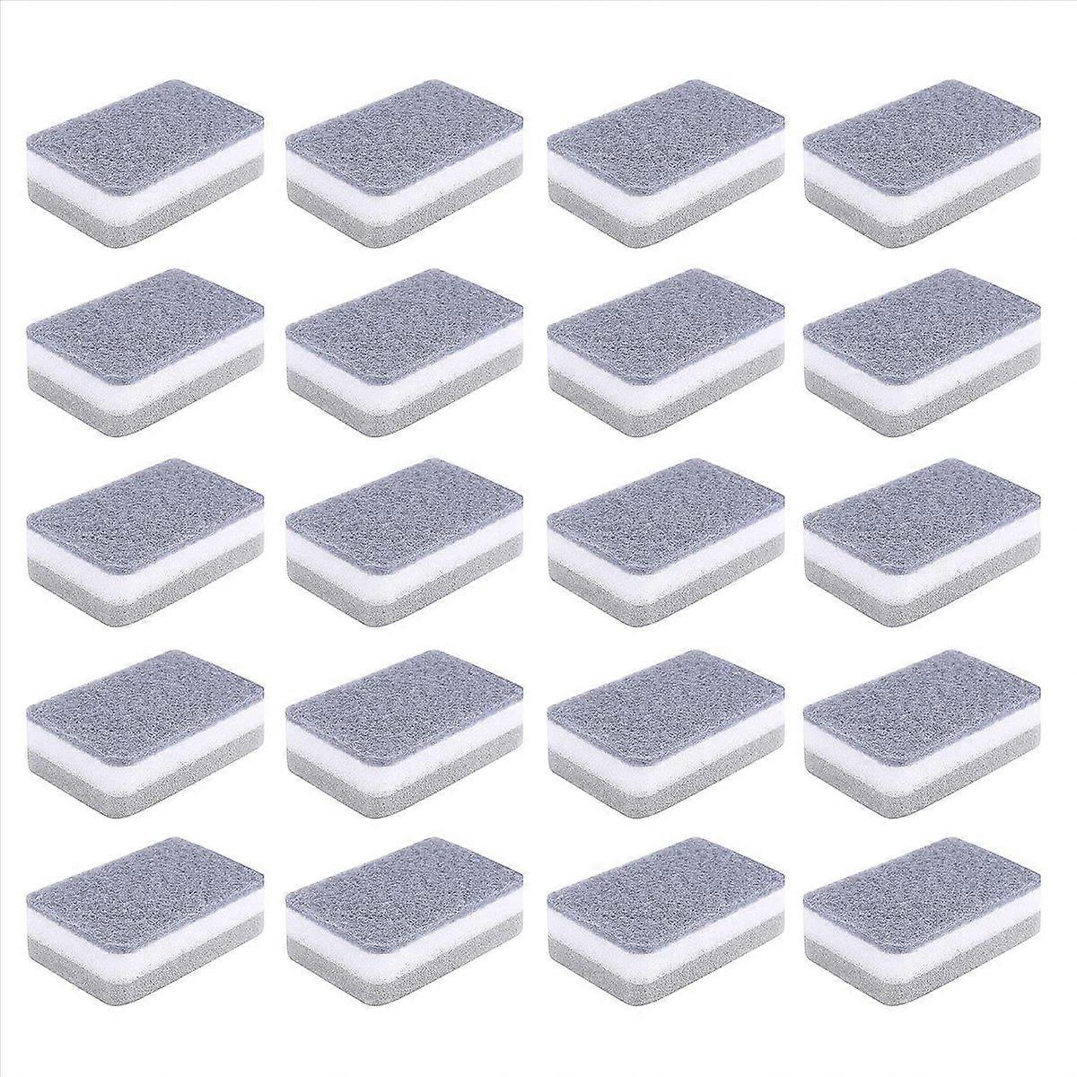 Scrub Dual-Sided Dishwashing Sponge for Kitchen,Gray 20 Pcs
