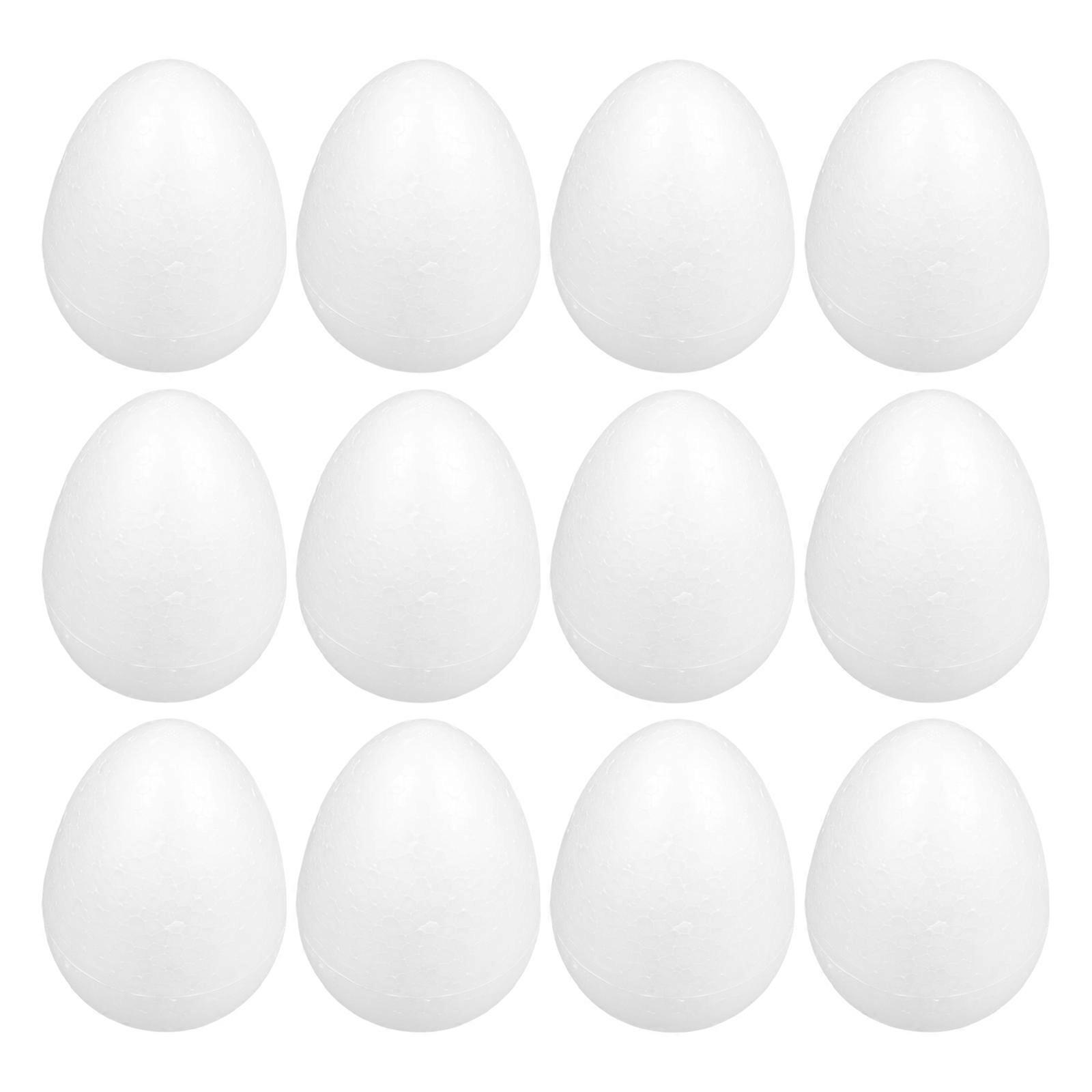 White Foam Eggs Polystyrene Eggs for DIY 12Pcs Easter Craft Decoration
